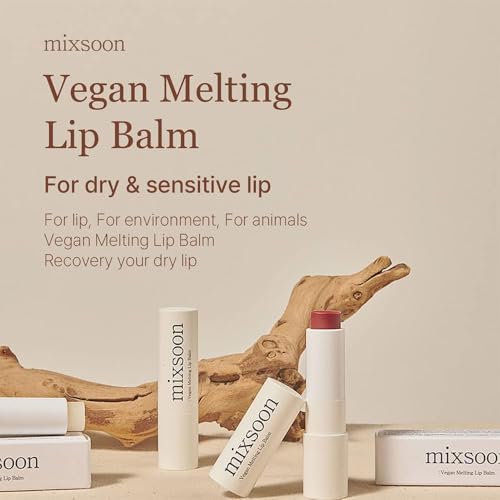 mixsoon Vegan Melting Lip Balm - Shea Butter Tinted Lip Care, Dry Rose