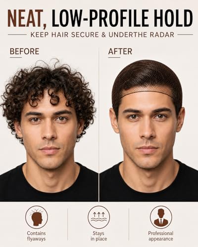 Smilco 20-Pack Men's Hair Nets for Short/Medium Styles - Brown