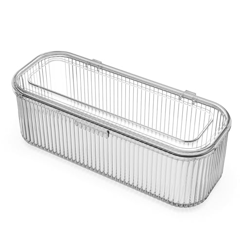 JessLab Clear Makeup Brush Holder Organizer with Lid - 1 Pack