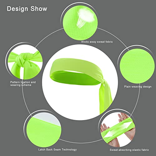ONEYE Adjustable Tie Headband Sweat Bands - Solid Colors (9 PCS)