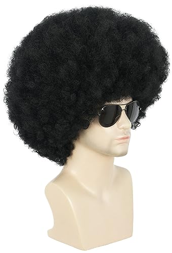 Karlery Black Afro Curly Wig - 70s 80s Rocker Costume Party Hair