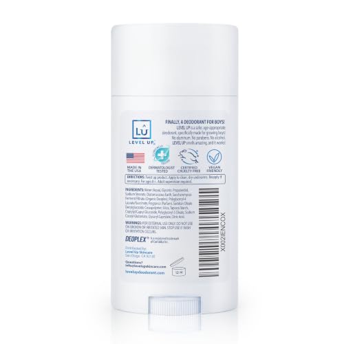 Level Up Boys Deodorant for Ages 8-14, Aluminum-Free & Vegan