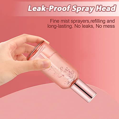 6 Pack 3.4 oz Pink Glass Spray Bottles - Refillable Travel Mist Atomizers