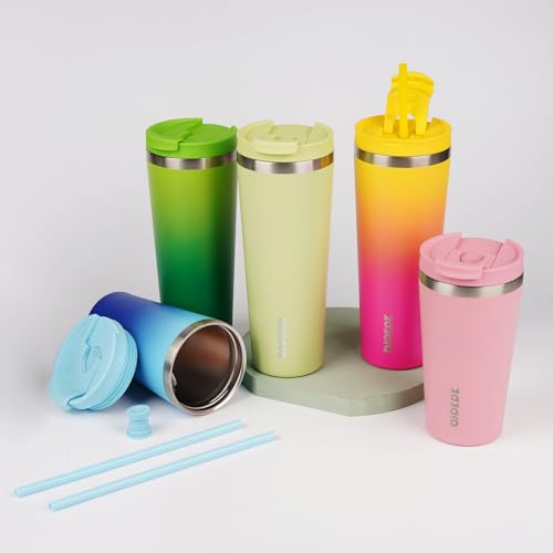 22oz Insulated Stainless Steel Coffee Tumbler with Straw - Light Pink