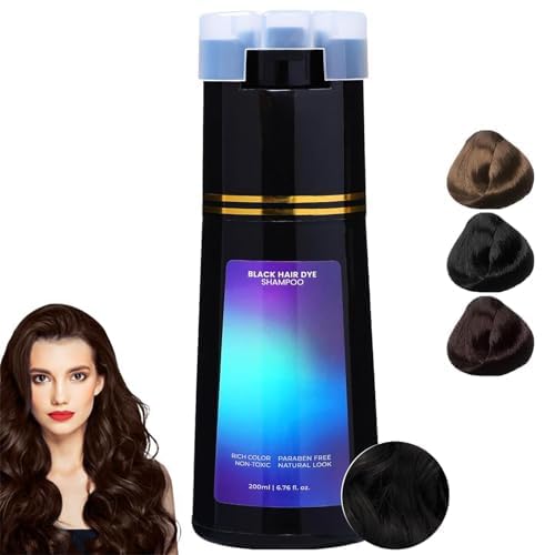Instant Hair Color Shampoo - Herbal Formula for Gray Coverage | At-Home Hair Care for Men & Women (Black)