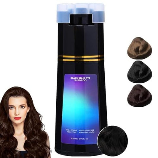 Instant Hair Color Shampoo - Herbal Formula for Gray Coverage | At-Home Hair Care for Men & Women (Black)