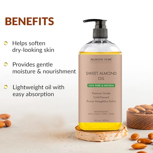 Majestic Pure Sweet Almond Oil - 16 fl. Oz, Cold Pressed & Natural