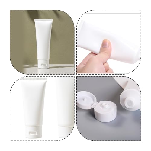80ml White Plastic Refill Cosmetic Bottles Set of 20 with Flip Covers
