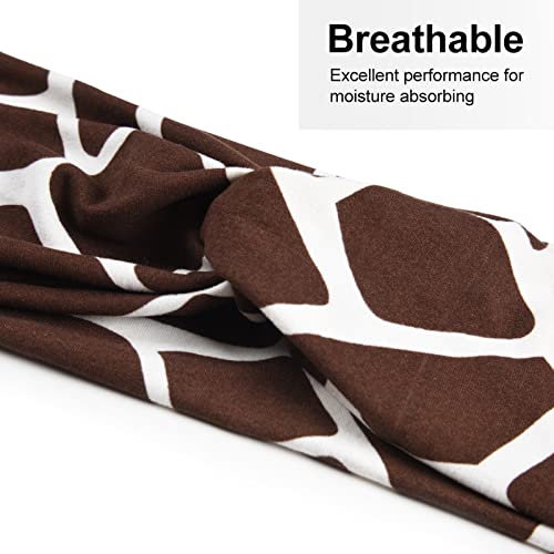 Women's Wide Non-Slip Animal Print Headbands - 6 Pack Boho Hair Accessories