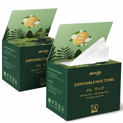 100 Count XXL Disposable Face Towels (2-Pack) - Super Soft & Versatile for Makeup Removal