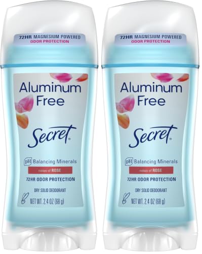 Secret Aluminum Free Deodorant for Women, Rose Scent, 2.4 oz (Pack of 2)