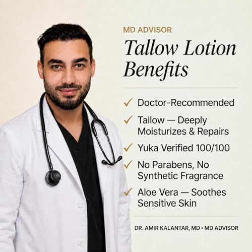 Vanilla Tallow Body Lotion 8 oz - Non-Toxic for Dry Skin