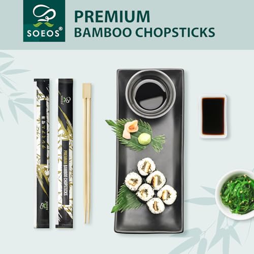Soeos 100 Disposable Bamboo Chopsticks - 9 Inch, Eco-Friendly, Individually Wrapped
