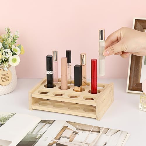 Hipiwe Bamboo Essential Oil Organizer - 12-Slot Tabletop Display Rack
