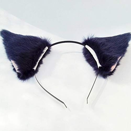 DALJIAFA Halloween Cat Ears Headband & Hair Clips Set - Pink & Dark Blue