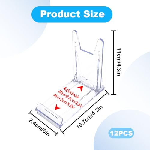 12 Pcs Adjustable Acrylic Display Stands for Handbags, Books & More