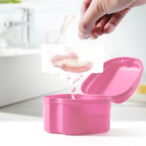 JMU Denture Bath Case with Strainer Basket for Easy Cleaning