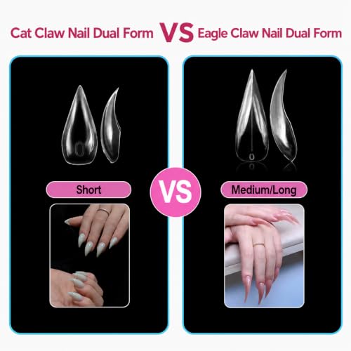 Elsagirl Cat Claw Dual Forms for Poly Gel - 16 Size, 160pcs Halloween Nail Art