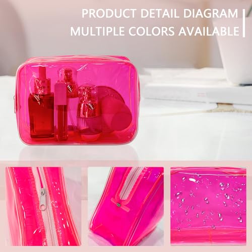 TotePrint 5-Piece Clear Makeup Bag Set with Zipper, Waterproof Travel Pouches in Pink/Yellow/Green/Purple/Orange