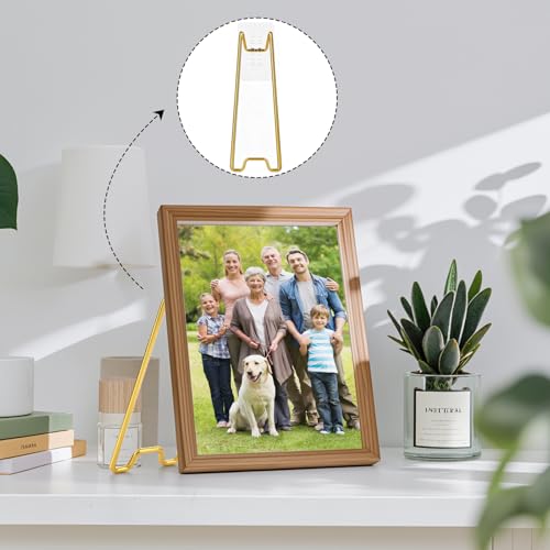 Adjustable Picture Frame Stands Set - 6 Gold Holders in 2 Sizes