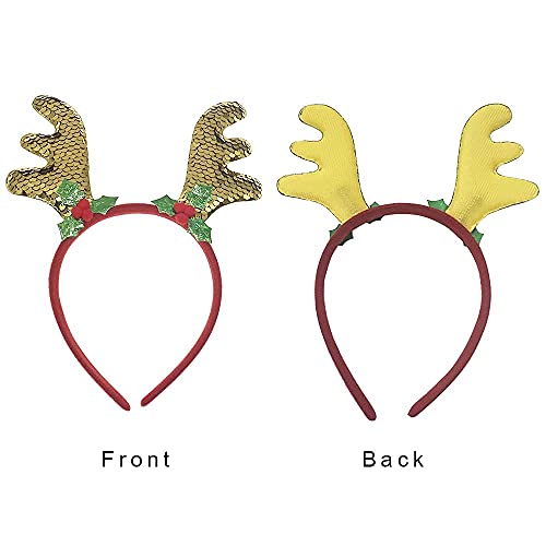Glitter Deer Antler Headband Set of 6 for Christmas Parties