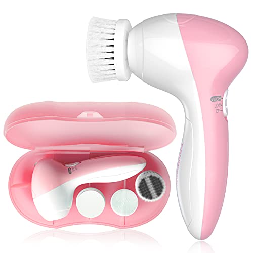 TOUCHBeauty Pink Electric Facial Cleansing Brush 3-in-1 Face Exfoliator & Massager with Travel Case