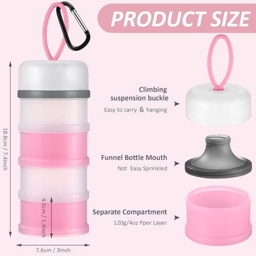 Baderke Protein Powder Travel Container Set with Funnels - Pink & White