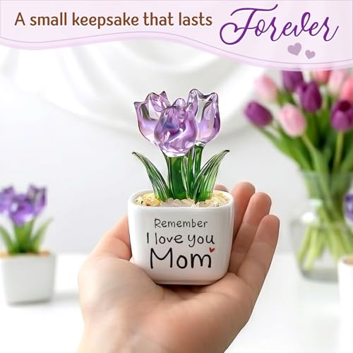 Mini Purple Glass Tulip - Heartfelt Gift for Mom
