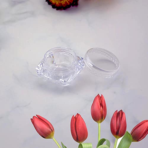 50Pcs 5g Clear Cosmetic Sample Jars - Diamond Plastic Containers (Style A)
