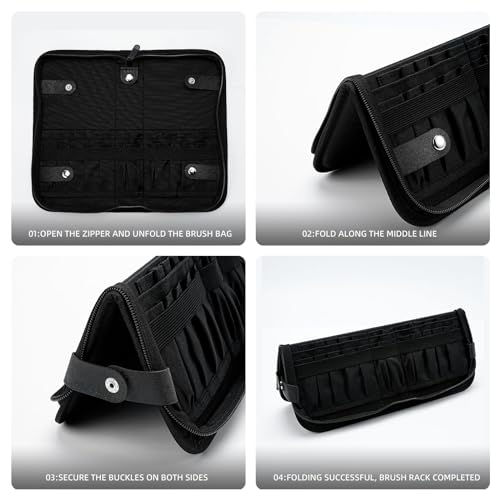 Portable Makeup Brush Holder Case - Waterproof Travel Stand-Up Organizer