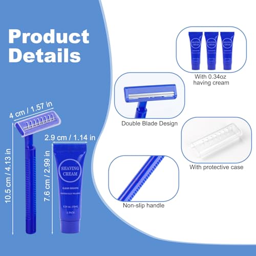30 Pack Disposable Razors with Shaving Cream - Travel & Hotel Use