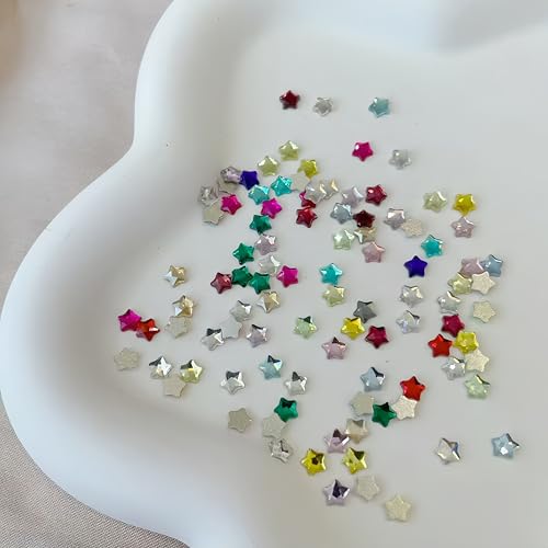 LRyssalia Style02 300Pcs Multi-Colored 3D Star Nail Charms & Rhinestones