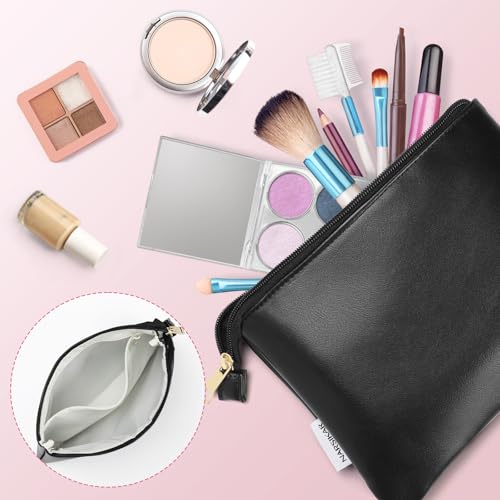 Leather Makeup Bag for Purse - Compact Cosmetic Organizer, Travel Friendly