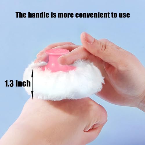Luxury 4.2 Inch Glass Powder Container with 2 Plush Puffs - Pink Handle & Bow