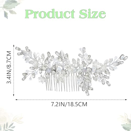 JEAIRTS Silver Rhinestone Bridal Hair Comb A-Silver Wedding Hair Accessory