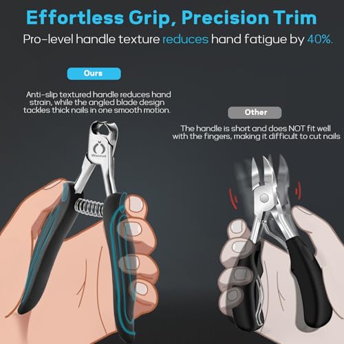 Wanmat Upgraded Toenail Clipper with Catcher | Heavy Duty Thick & Ingrown Nail Cutter for Men & Seniors