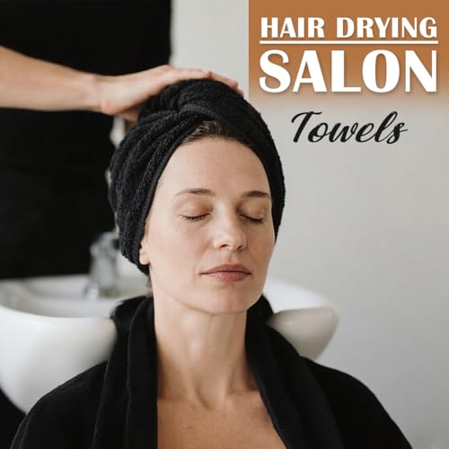 Orighty 2 Pack Black Microfiber Salon Towels - Soft & Absorbent