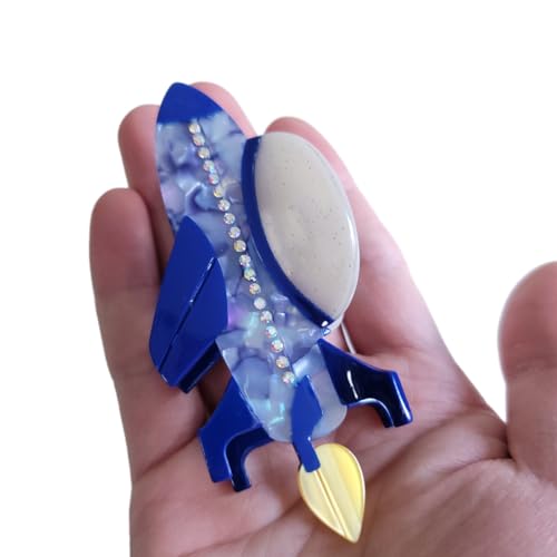 Blue Spaceship Hair Clip - Stylish Acetate Claw Clip for Women