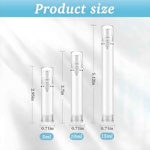 Gaahkai 12PCS Airless Pump Travel Bottles Set 5-15ml Leak-Proof Lotion Containers