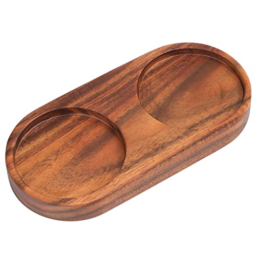 VanlonPro Acacia Wood Salt and Pepper Mill Tray - 6x3 Inches