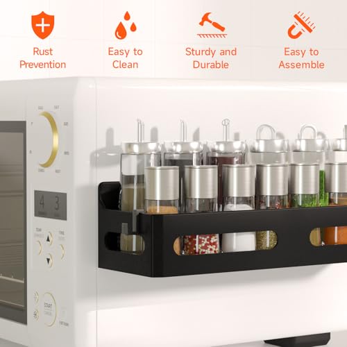 Magnetic Spice Rack Set with Hooks - 2-Pack Kitchen Organizer