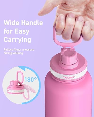TOURIT 32 oz Insulated Water Bottle - Leakproof & BPA-Free, Pink