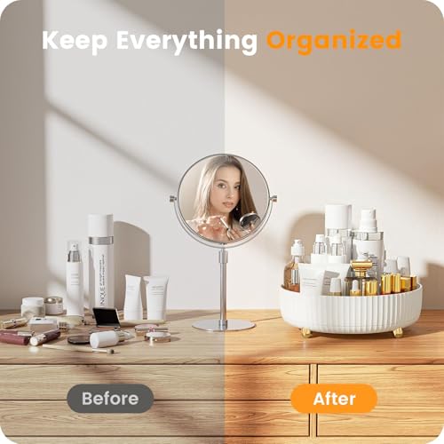 A-LuGei 11-Inch White Perfume & Makeup Organizer with Lazy Susan Rotation