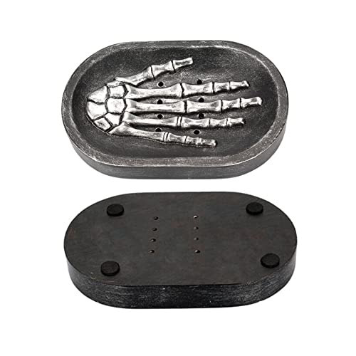Gothic Skeleton Hand Soap Dish Holder - Resin Soap Tray with Drain Holes