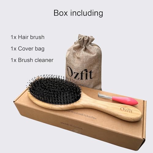 OZFIT Dual-Bristle Round Hair Brush for Smoothing & Detangling