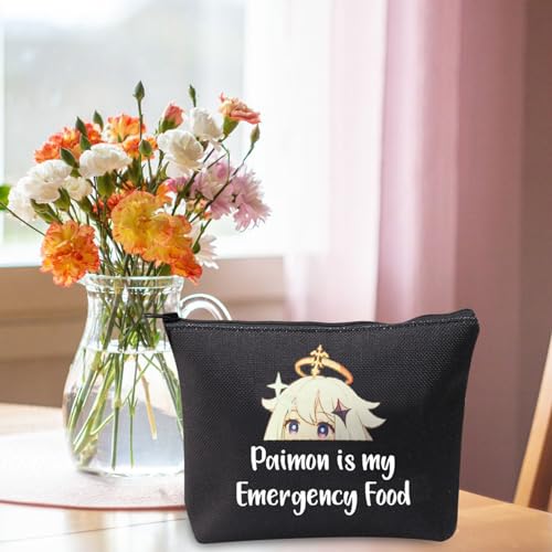 JXGZSO Anime Paimon Cosmetic Bag Black - Genshin Impact Fan Gift