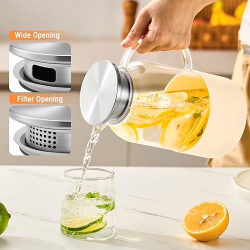 PARACITY 61 oz Glass Pitcher with Lid - Heat Resistant Carafe