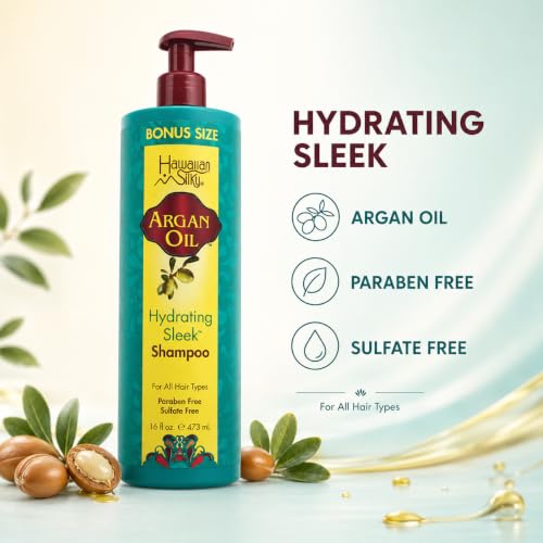 Hawaiian Silky Argan Oil Hydrating Sleek Shampoo, 16 fl oz