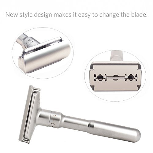 River Lake RZ700 Adjustable Double Edge Safety Razor with Long Handle & Protective Case