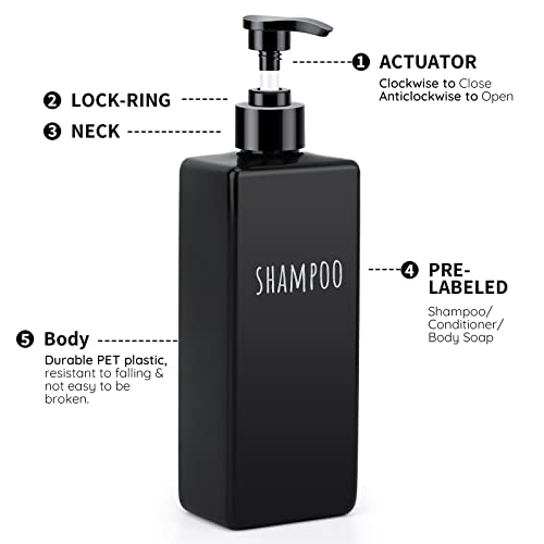 Segbeauty Black Plastic Refillable Soap & Lotion Dispenser Set 3 Pack 16.9oz